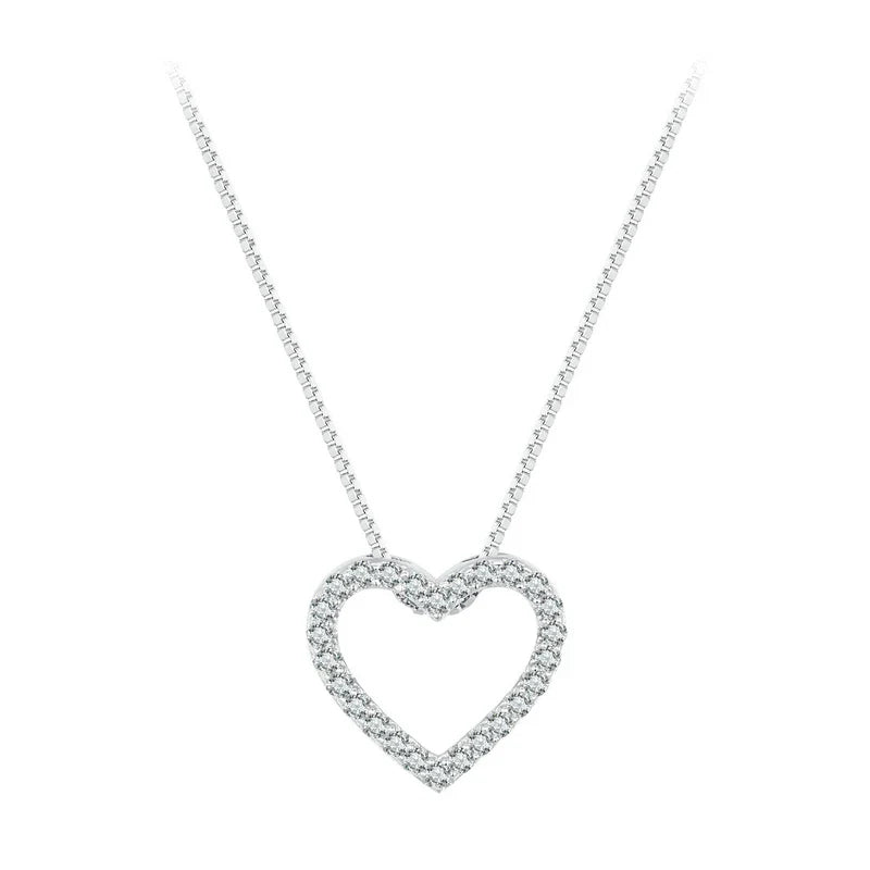 Moissanite 925 Sterling Silver Heart Necklaces
