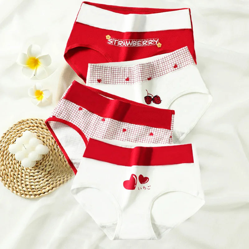 4Pcs Women'S Cotton Panties High Waist Body Shaper Underwear Lingerie