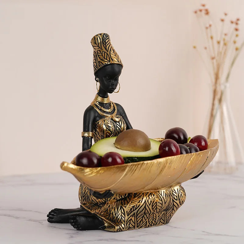 African Tray Girl Sculpture