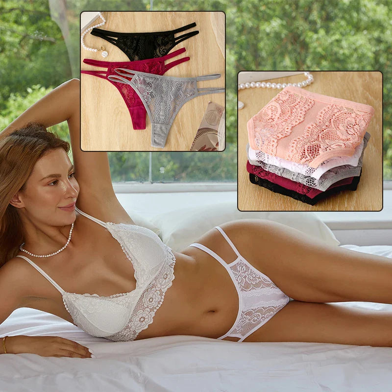 Hollow Out Thongs Low Rise Female G-String Underwear Breathable Bikini Lingerie