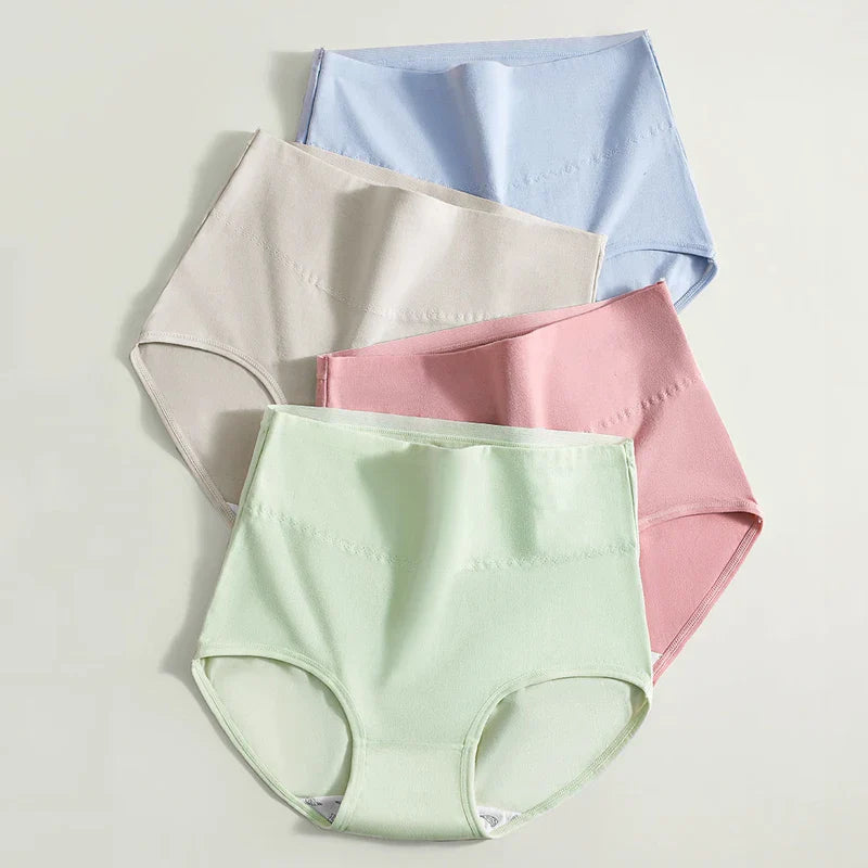 4Pcs Women'S Cotton Panties High Waist Body Shaper Underwear Lingerie