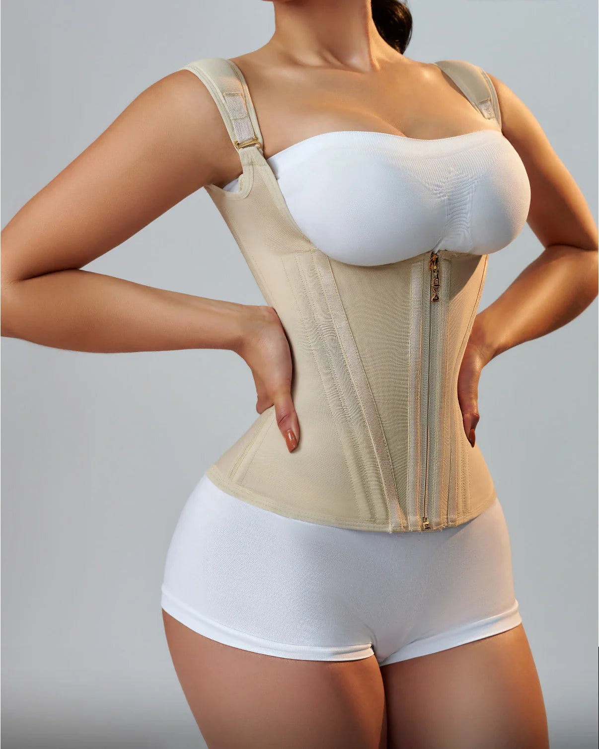 Goddess Glamour: Fajas Colombianas Adjustable Zipper Waist Trainer Corset - Bone-Enhanced Double Compression Body Shaper