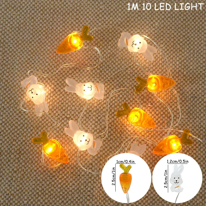 Easter Bunny and Carrot LED String Lights