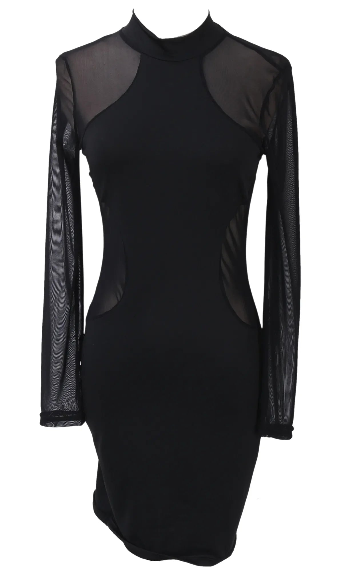 Evening Party Cocktail Dress Transparent Long Sleeve Clubwear Dress