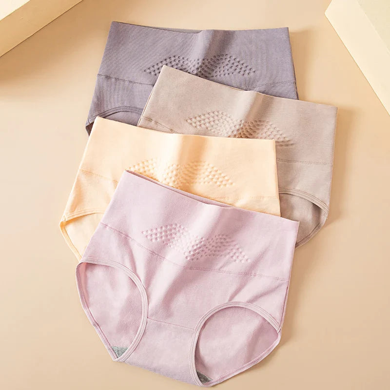 4Pcs Women'S Cotton Panties High Waist Body Shaper Underwear Lingerie