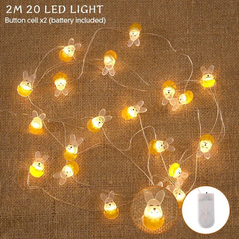 Easter Bunny and Carrot LED String Lights