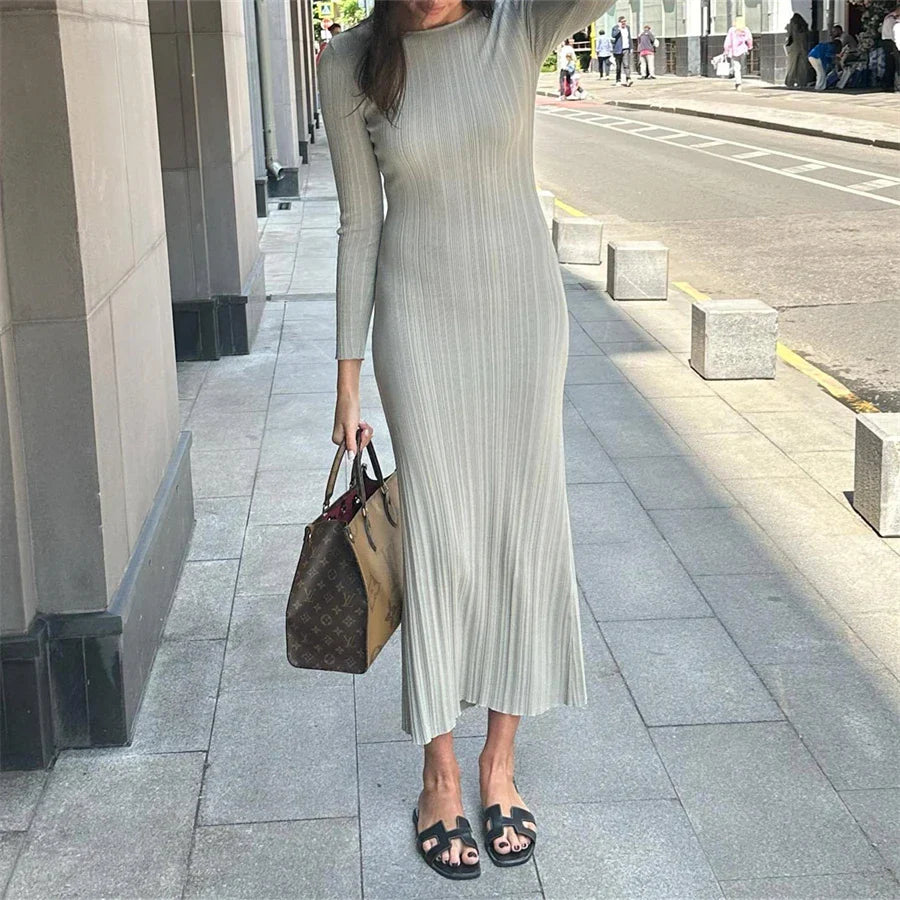 Long Sleeve O Neck Wrapped Pencil Street Party Dress