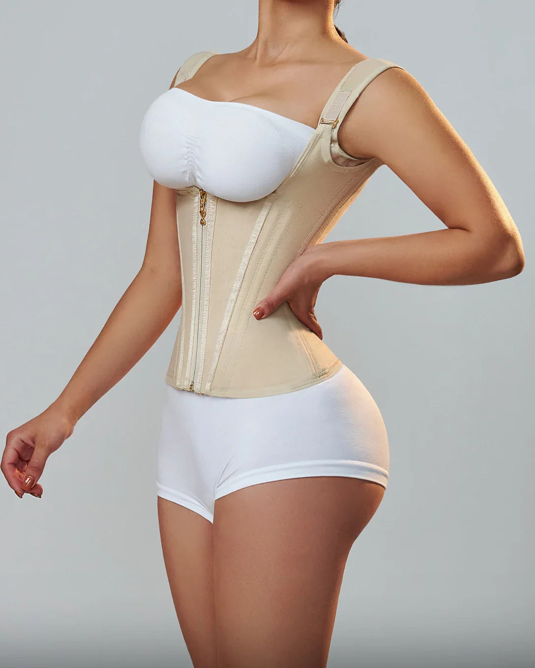 Goddess Glamour: Fajas Colombianas Adjustable Zipper Waist Trainer Corset - Bone-Enhanced Double Compression Body Shaper