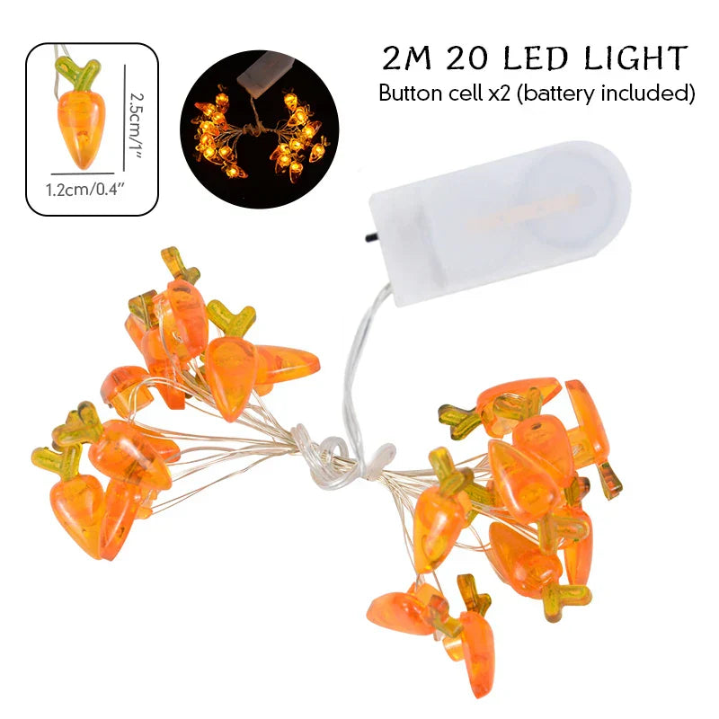Easter Bunny and Carrot LED String Lights