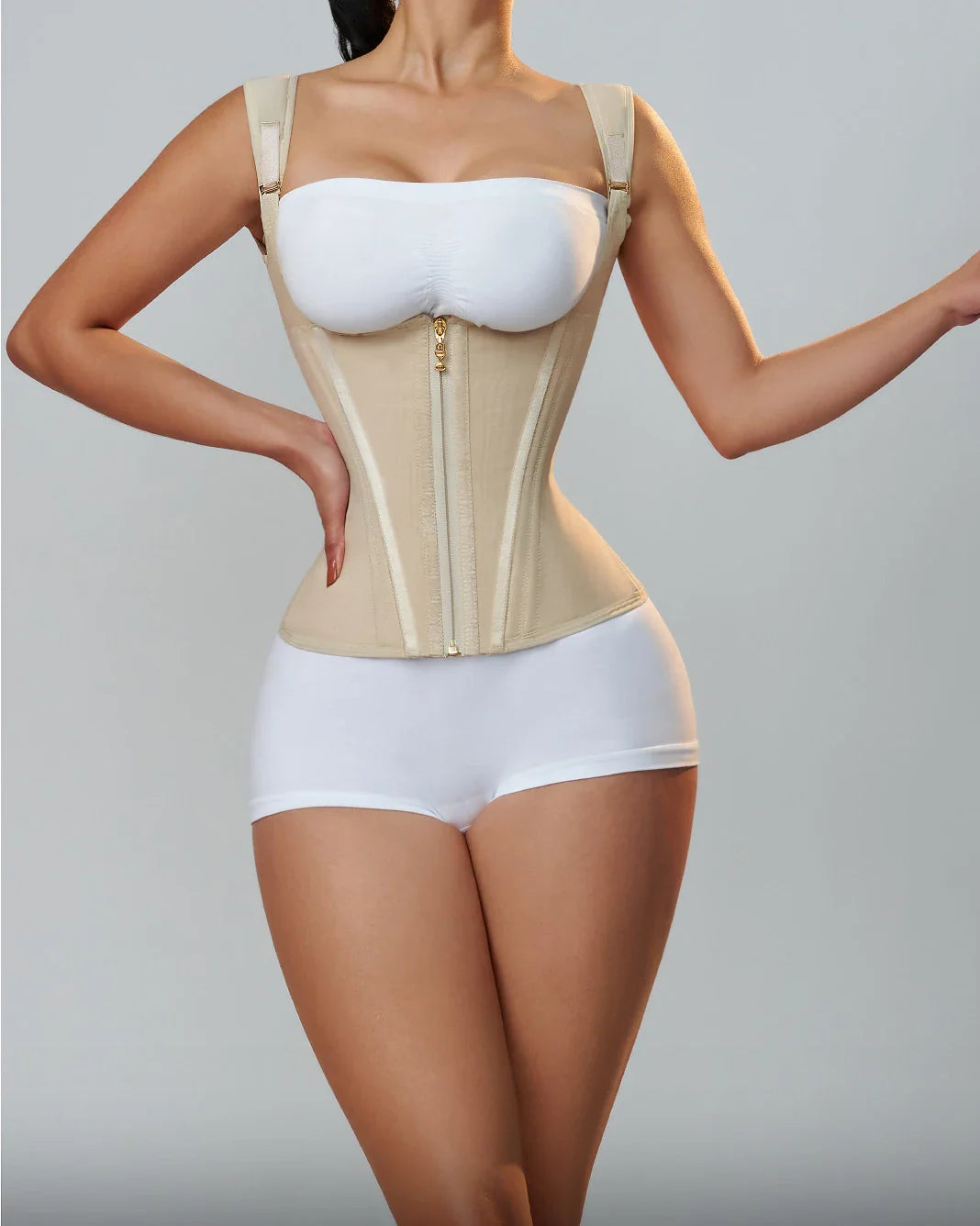 Goddess Glamour: Fajas Colombianas Adjustable Zipper Waist Trainer Corset - Bone-Enhanced Double Compression Body Shaper