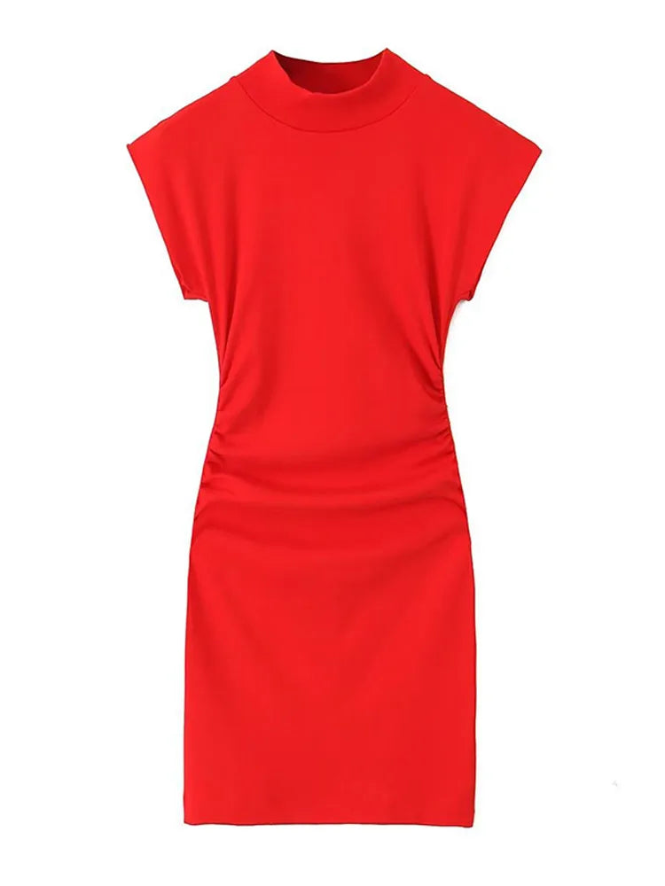 O Neck Slim Midi Sexy Rear Split Sleeveless Bodycon Dress
