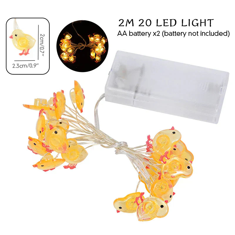 Easter Bunny and Carrot LED String Lights