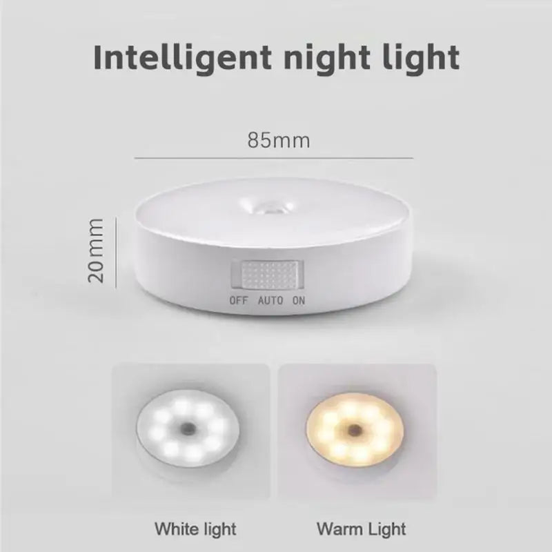 LED Smart Human Body Sensor Night Light – Wireless, USB Rechargeable, Motion-Activated