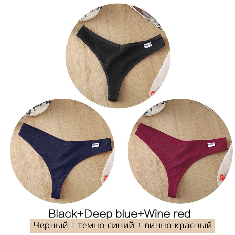 Cotton Thongs Panties Sexy Low Waist G-String Briefs Ladies Brazilian Lingerie Bikini