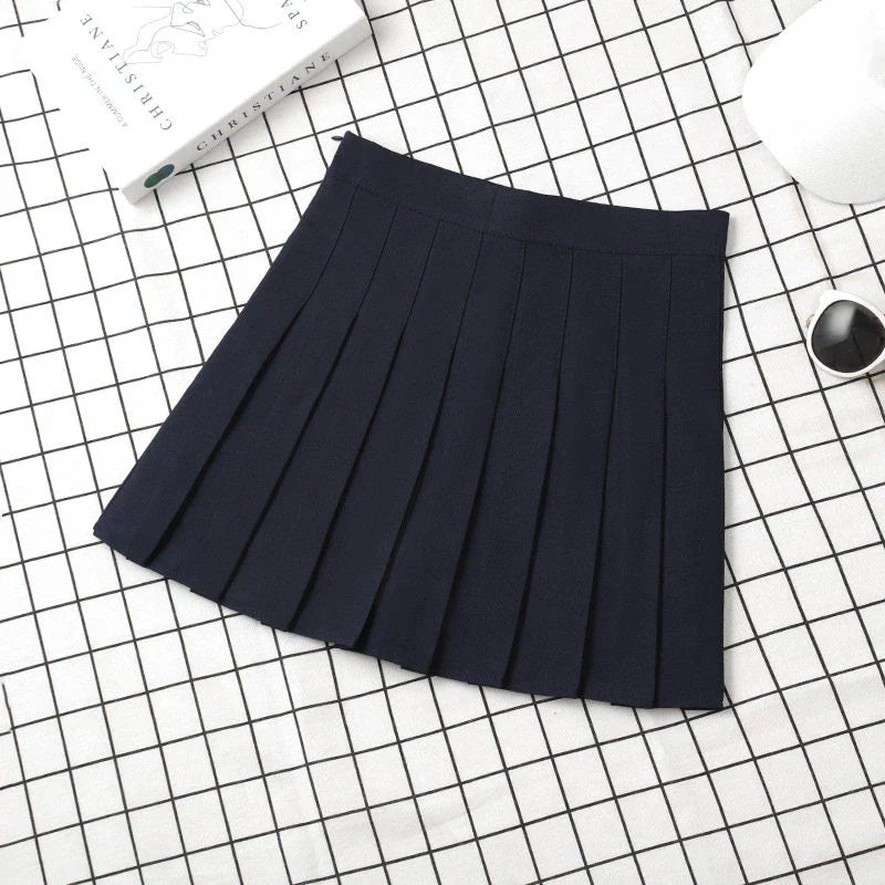 Jupe plissée noire mini taille haute style coréen Harajuku