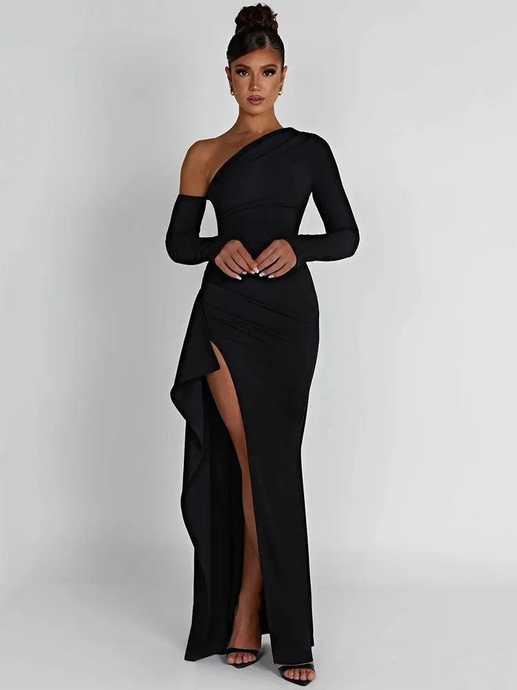 Long Sleeve Backless Bodycon Sexy Club Party Long Dress