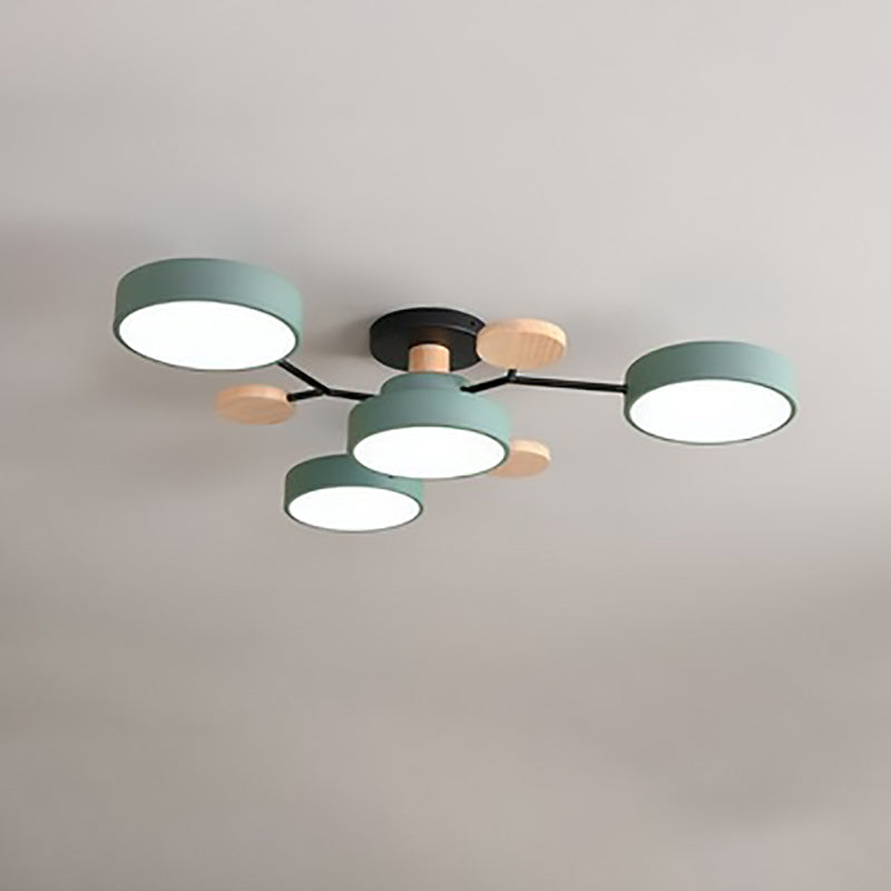 Lámpara de techo semiencastrada LED de diseño moderno nórdico con rama de molécula redonda