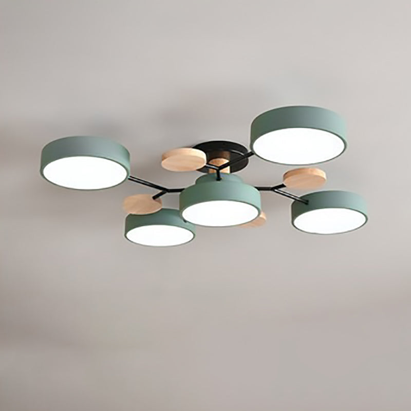 Lámpara de techo semiencastrada LED de diseño moderno nórdico con rama de molécula redonda