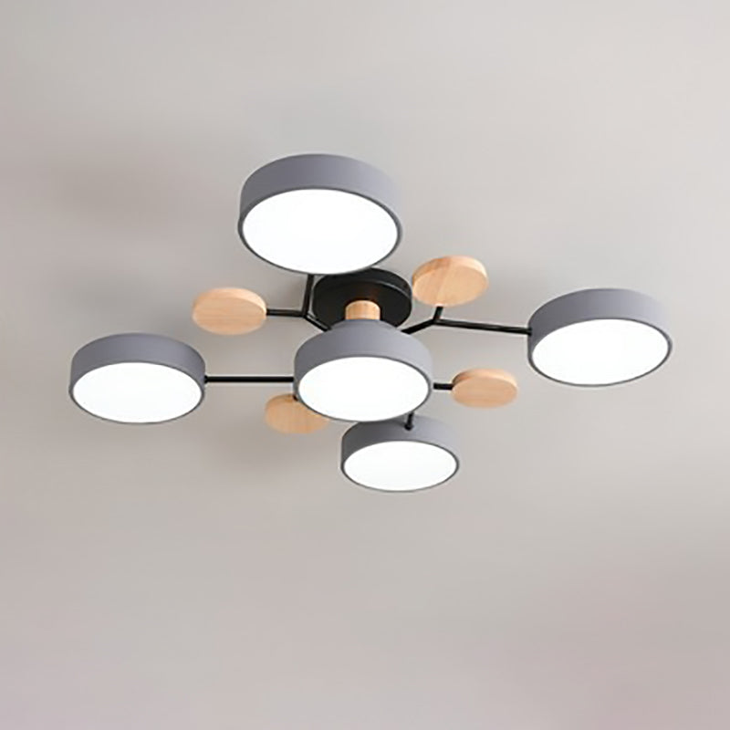Lámpara de techo semiencastrada LED de diseño moderno nórdico con rama de molécula redonda