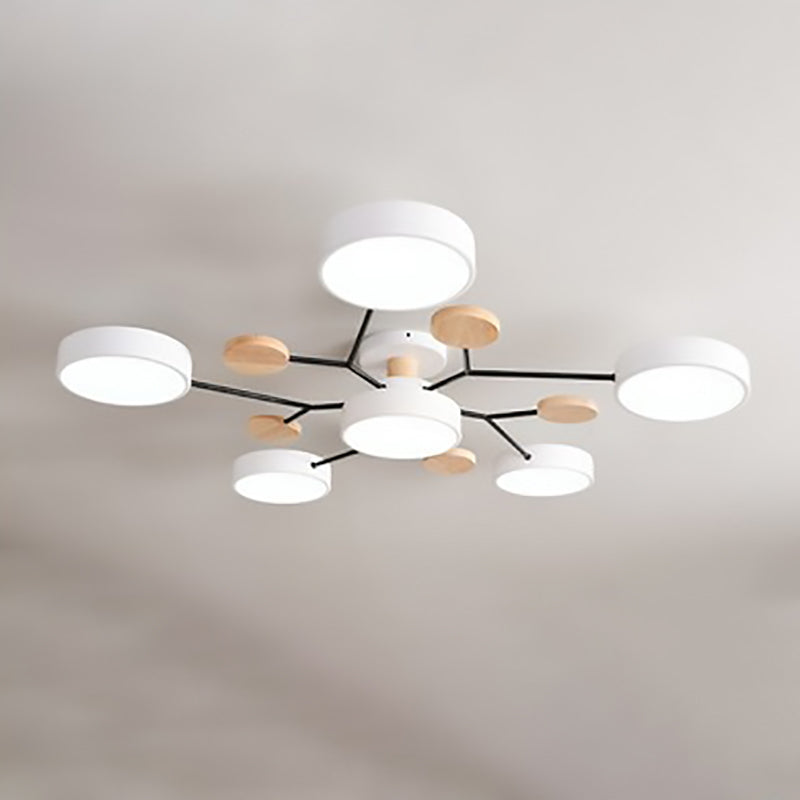 Lámpara de techo semiencastrada LED de diseño moderno nórdico con rama de molécula redonda