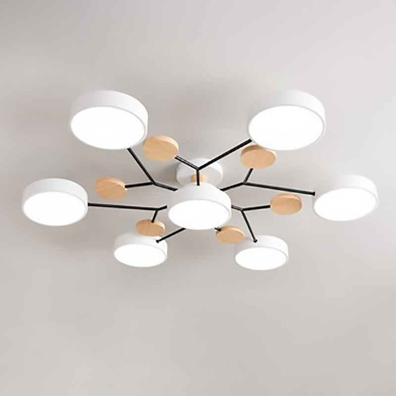 Lámpara de techo semiencastrada LED de diseño moderno nórdico con rama de molécula redonda