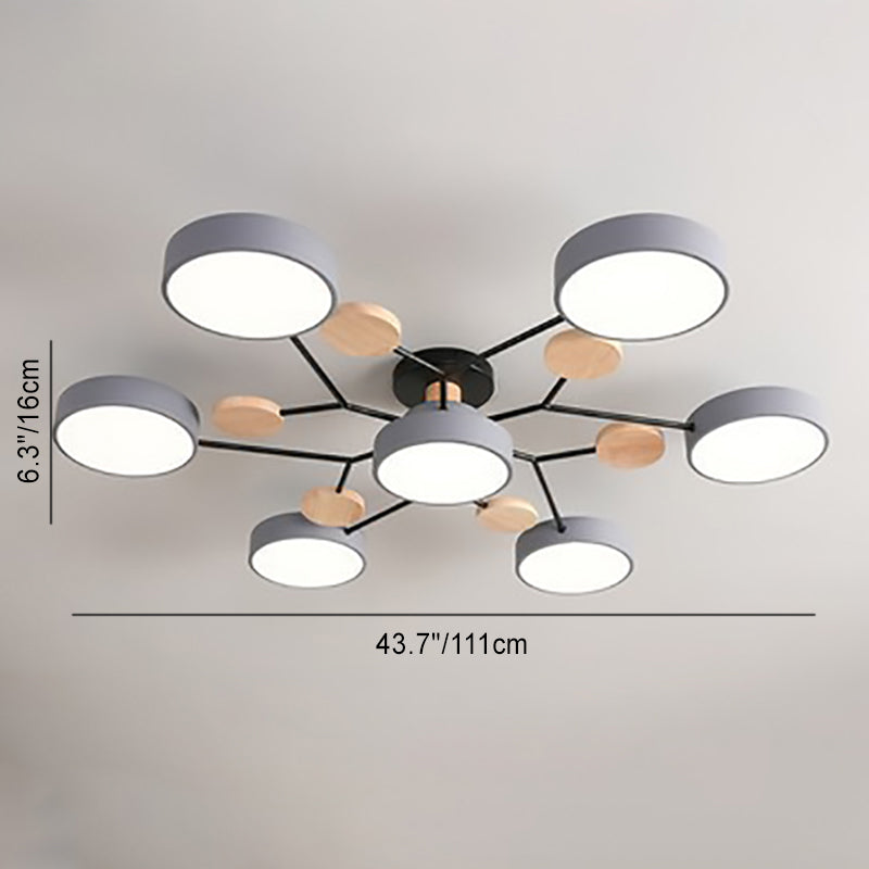 Lámpara de techo semiencastrada LED de diseño moderno nórdico con rama de molécula redonda