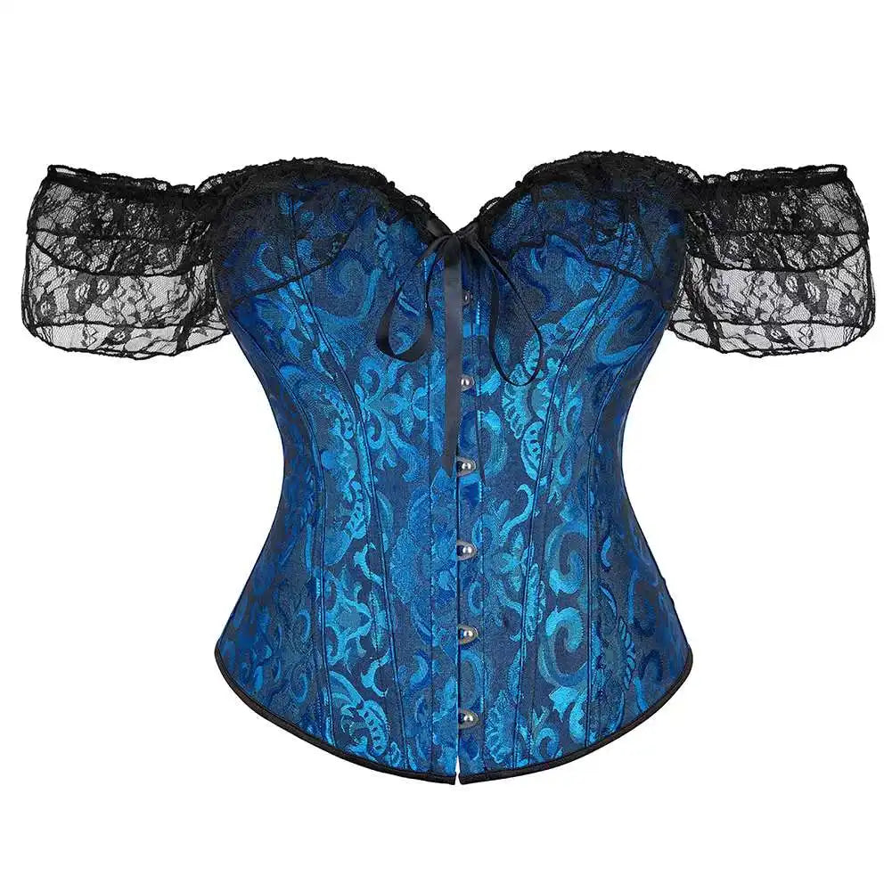 Enchanting Lace Elegance: Short Sleeve Overbust Corset