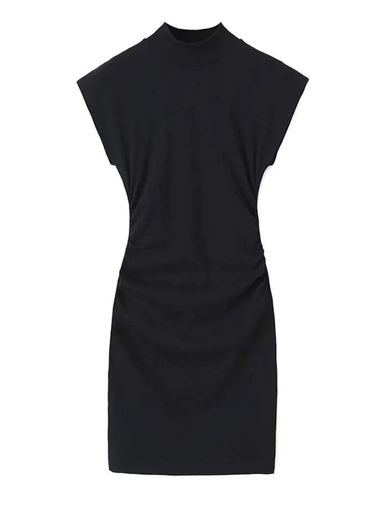 O Neck Slim Midi Sexy Rear Split Sleeveless Bodycon Dress
