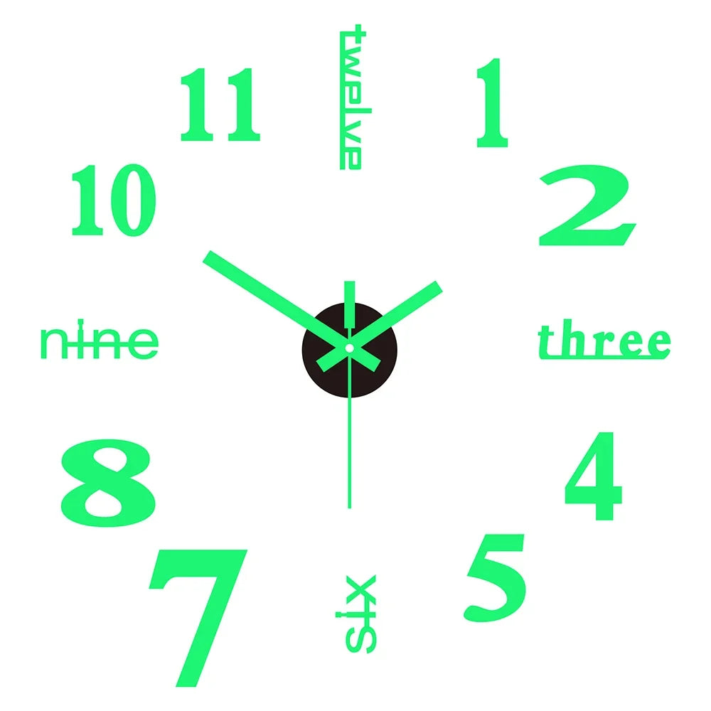 Luminous 3D DIY Wall Clock – Modern Home Décor