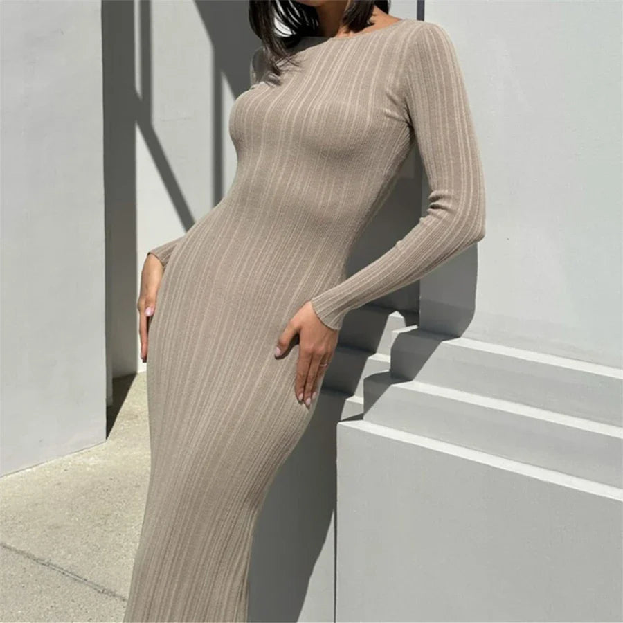 Long Sleeve O Neck Wrapped Pencil Street Party Dress