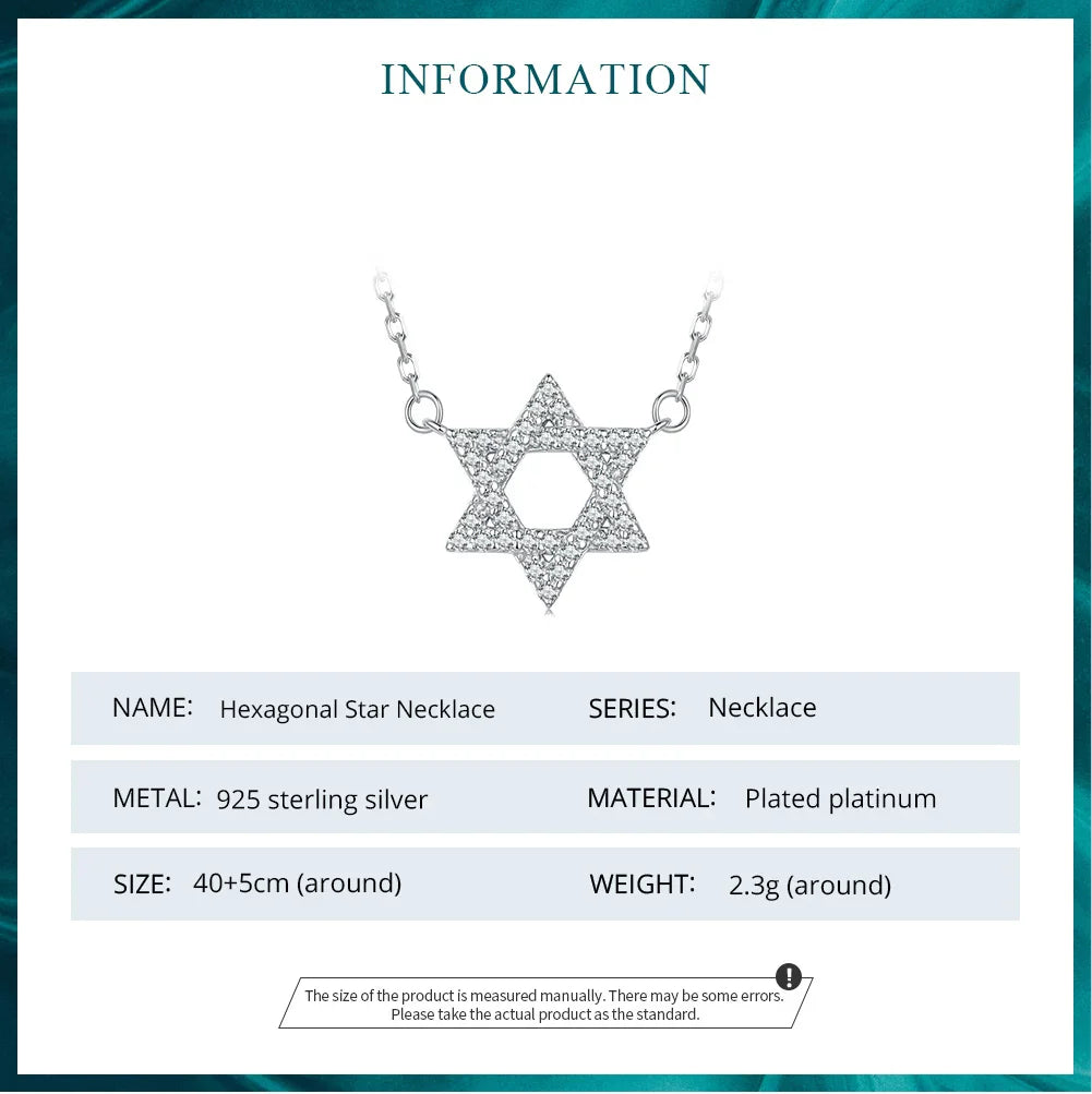 925 Sterling Silver Star of David Pendant Necklace