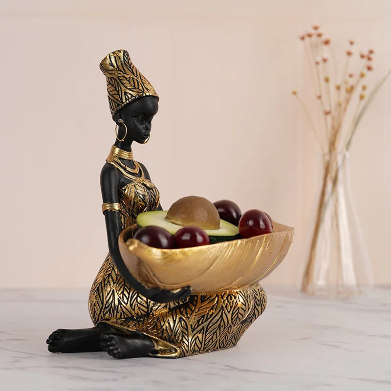 African Tray Girl Sculpture