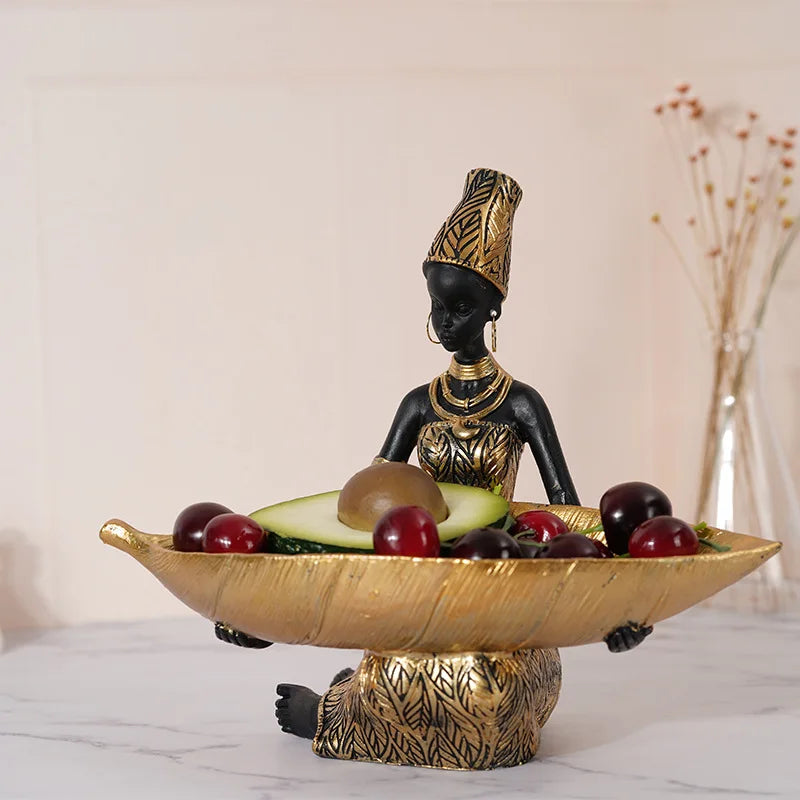 African Tray Girl Sculpture