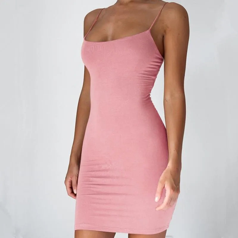 Bodycon Club White Party Sexy Spaghetti Strap Camisole Mini Dress