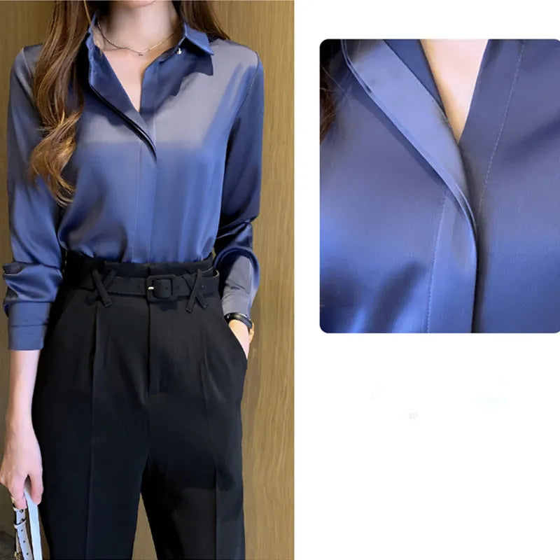 Long Sleeve Fashion Woman Blouse Solid Top Female Shirts and Blouse