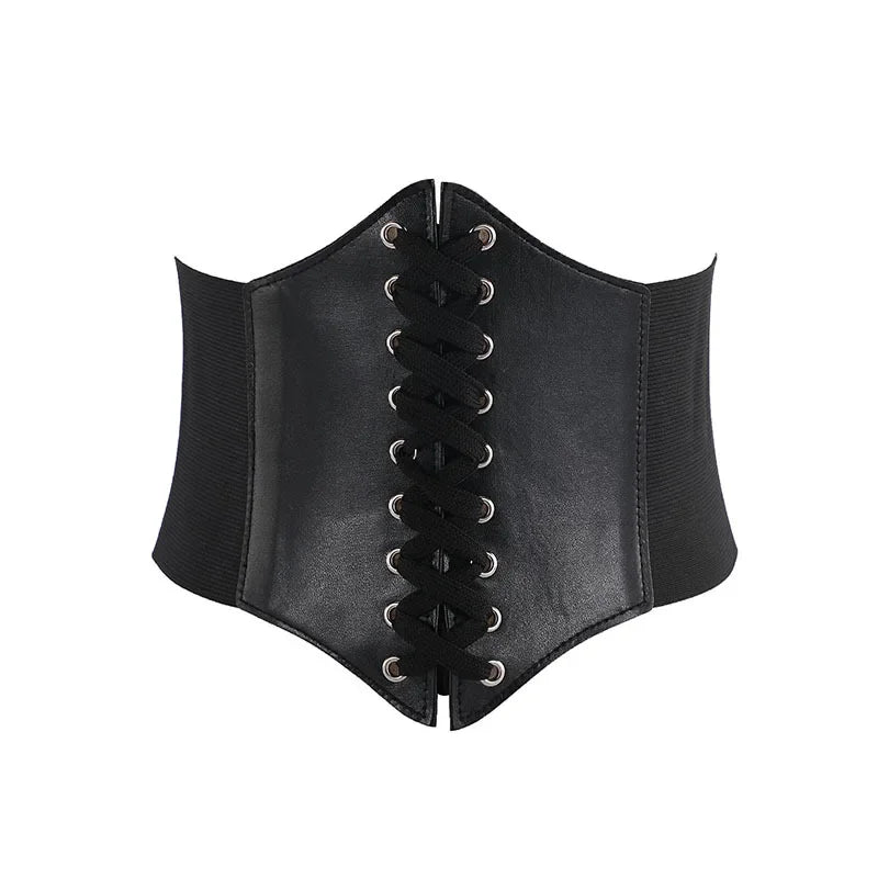 Noir Lace Temptation: Fashionista Corset Waist Belt