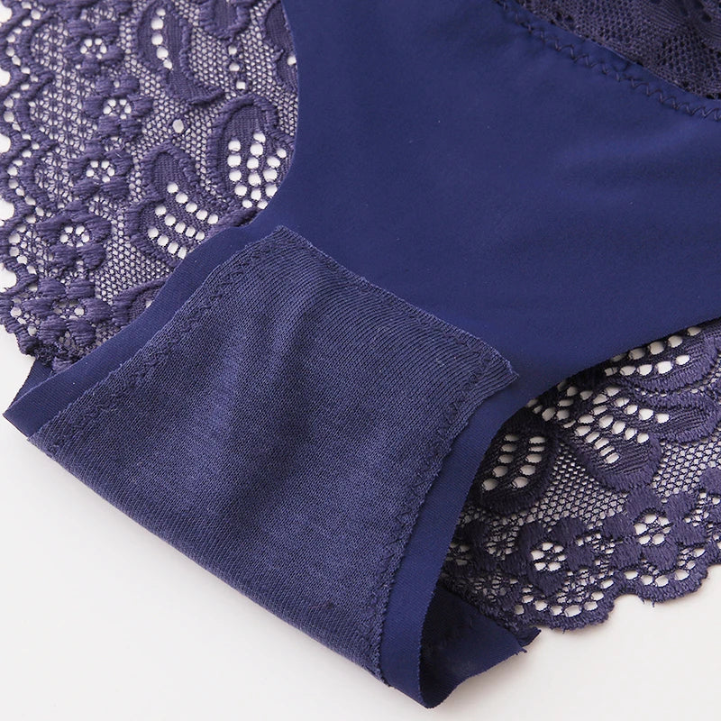 3PCS/Set Women's Panties Lace Silk Satin Underwear Sexy Lingerie Underpants