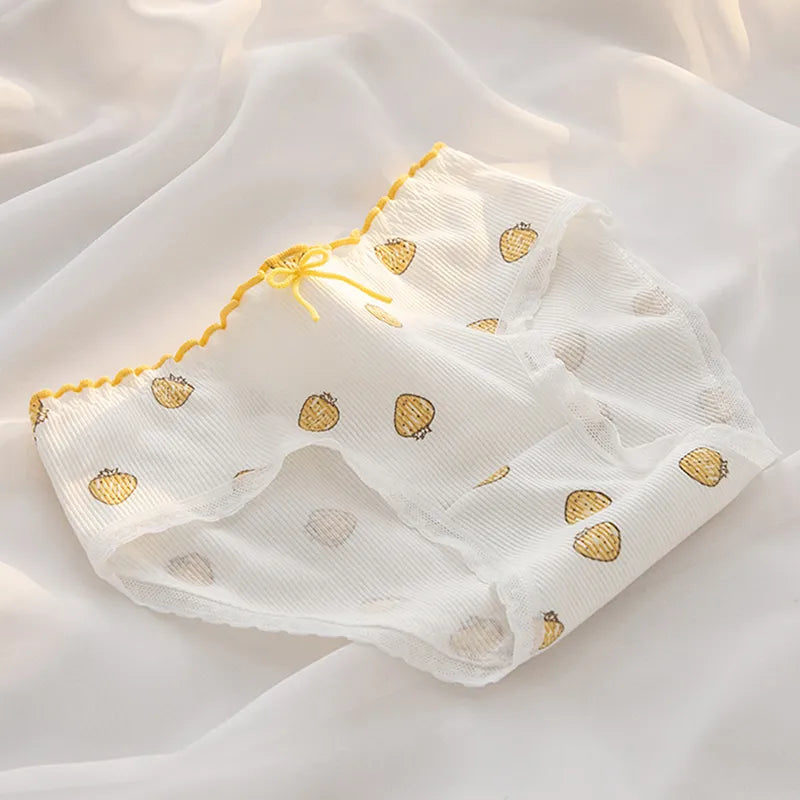 Girls' Cute Flower Briefs Mid Waist Seamless Underpants Sexy Lace Panties Lingerie