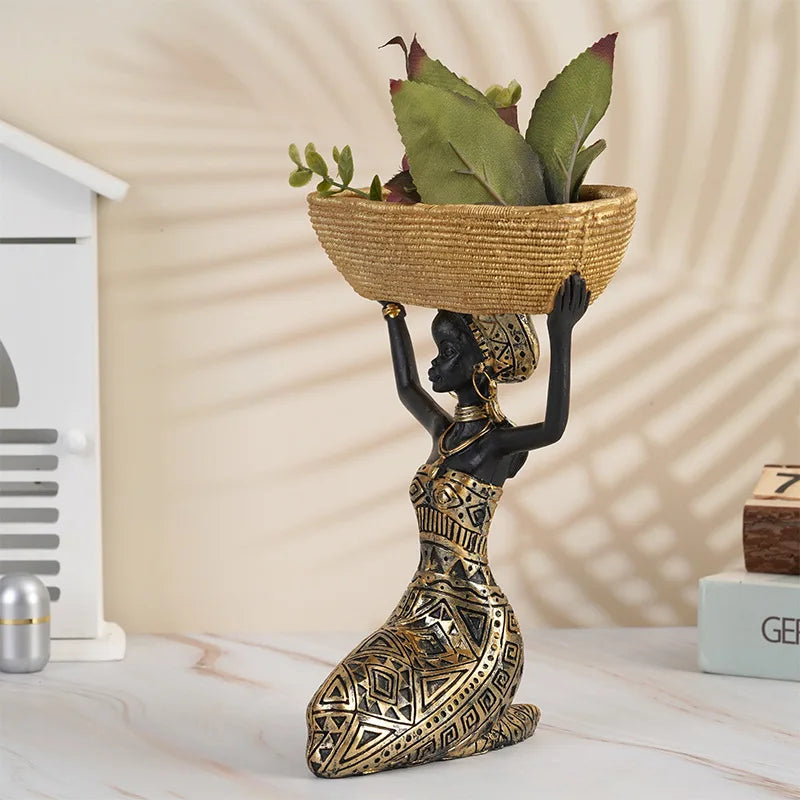 African Tray Girl Sculpture