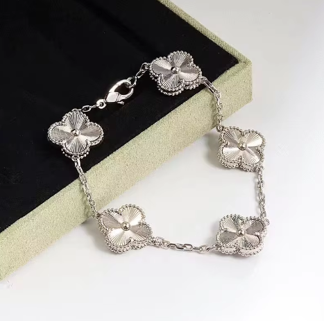 925 Sterling Silver Four Leaf Clover Bracelet