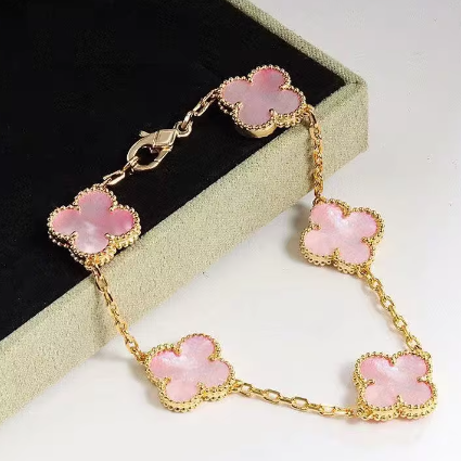 925 Sterling Silver Four Leaf Pearl Clover Bracelet