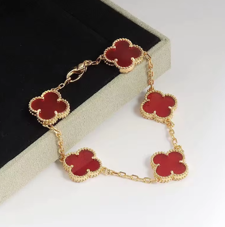 925 Sterling Silver Black Gold Clover Bracelet