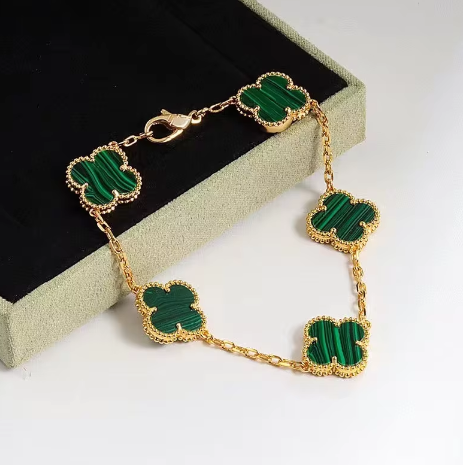 925 Sterling Silver Black Gold Clover Bracelet