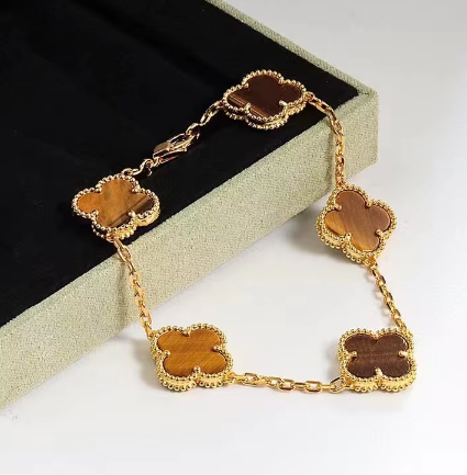 925 Sterling Silver Gold Clover Bracelet