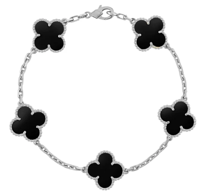 925 Sterling Silver Four Leaf Pearl Clover Bracelet