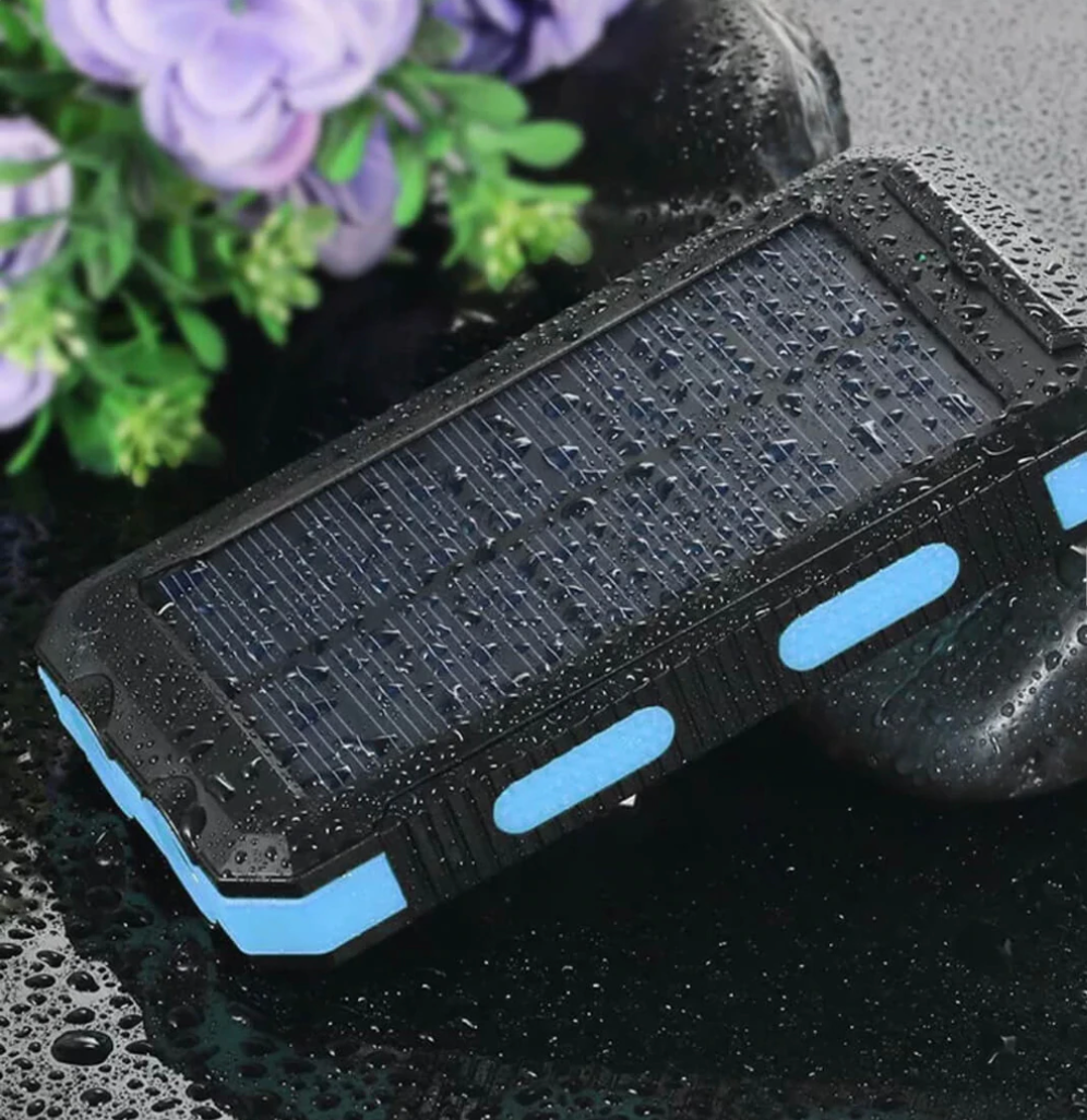 Solar Power Bank – 500000mAh Portable Waterproof Outdoor Charger with Dual USB & LED Light
