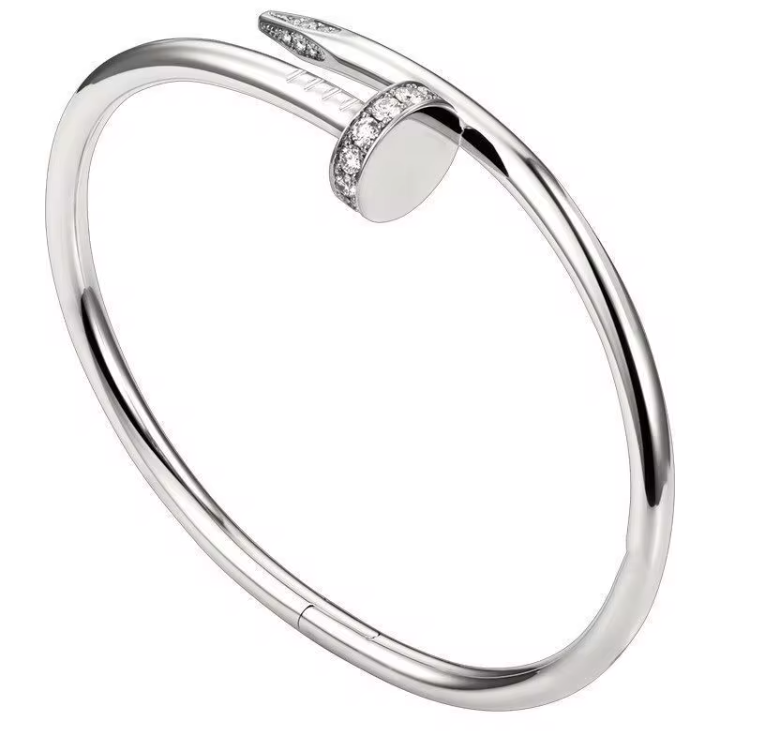 Nail Silver Cubic Zirconia Bracelet