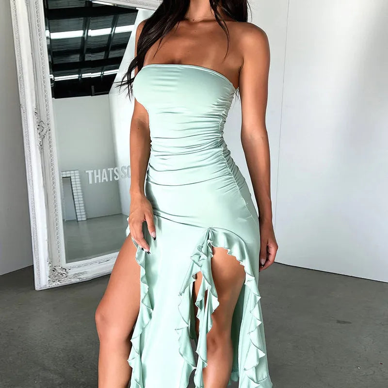 Elegant Ruffles Off Shoulder Women Mini Midi Dress
