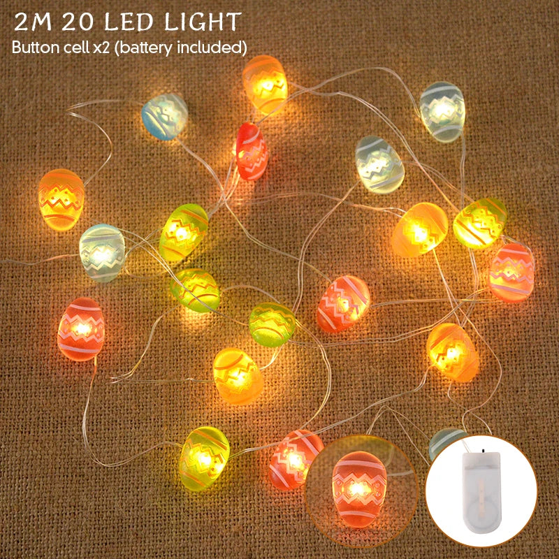 Easter Bunny and Carrot LED String Lights