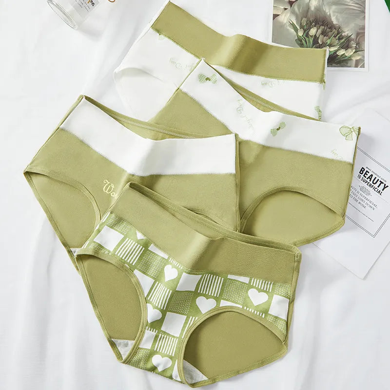 4Pcs Women'S Cotton Panties High Waist Body Shaper Underwear Lingerie